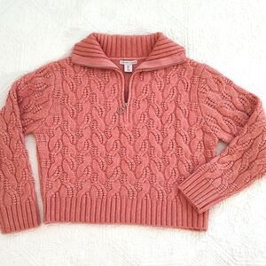 Sincerely Jules Soft Cable Knit 1/4 Zip Front Mock Neck Sweater/ Size L (NWT)